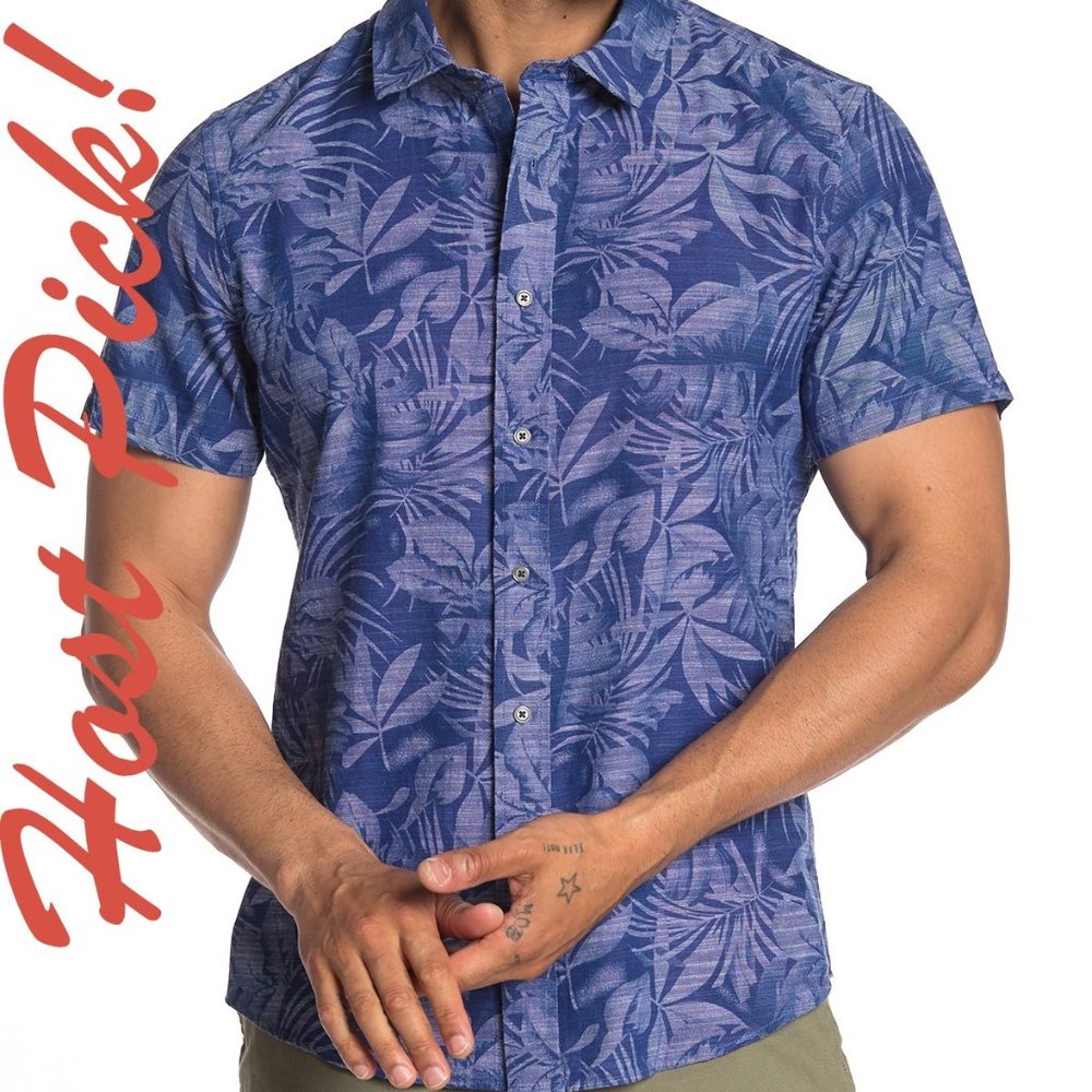 SLATE & STONE Mens NEW Short Sleeve Hawaiian Dress Shirt Top M Cotton $128 🎉HP - Picture 2 of 12